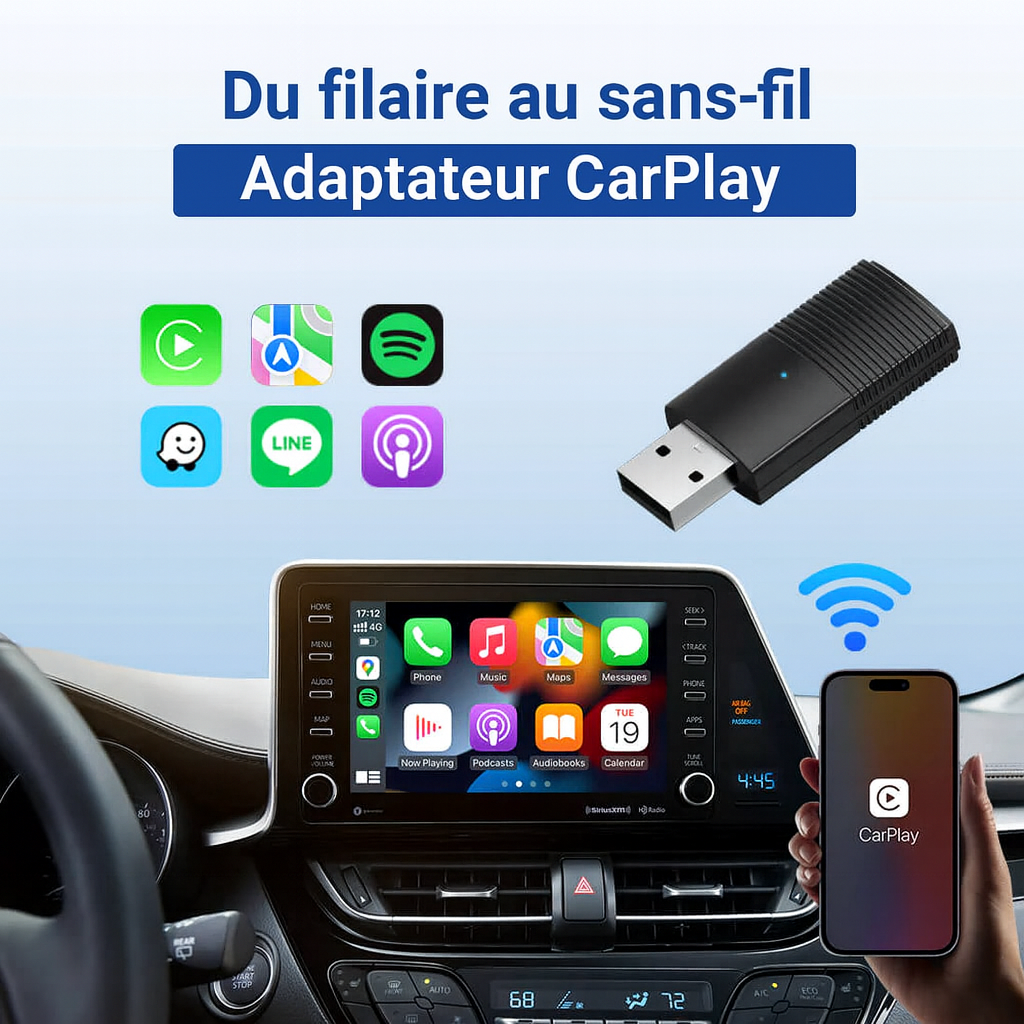 Ottocast Mini 3.0 + Adaptateur Mini CarPlay sans fil