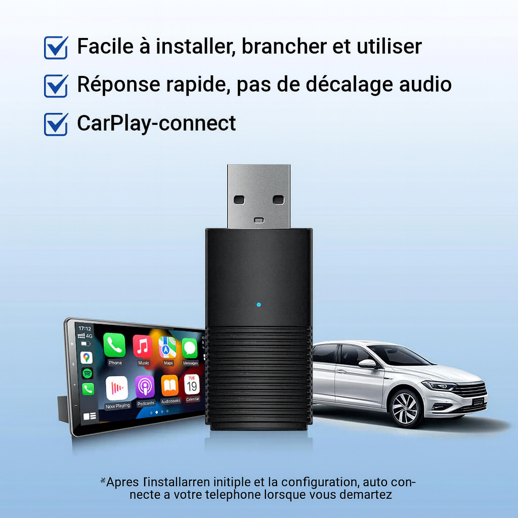 Ottocast Mini 3.0 + Adaptateur Mini CarPlay sans fil
