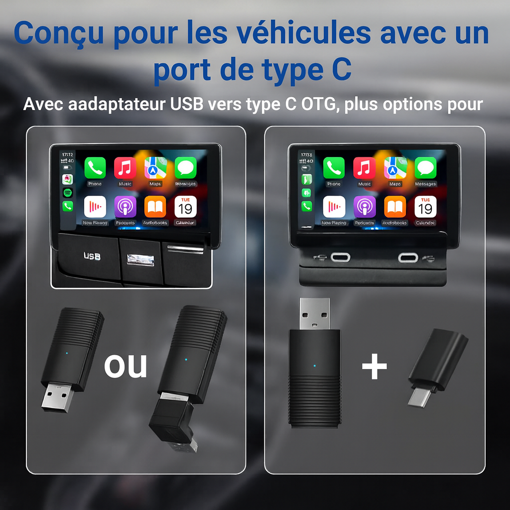 Adaptateur Mini CarPlay sans fil/Android Auto